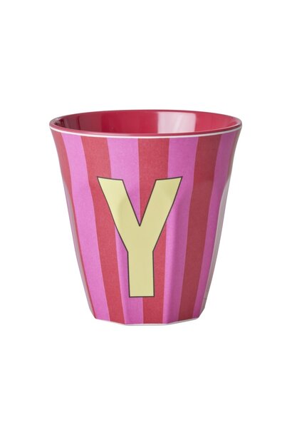 Melamin Tasse Buchstabe Y Stripes multicolor pink medium