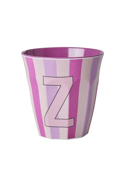 Melamine cup letter  Z Stripes multicolor pink medium