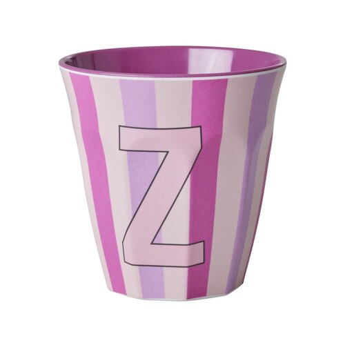 Rice Melamine cup letter  Z Stripes multicolor pink medium