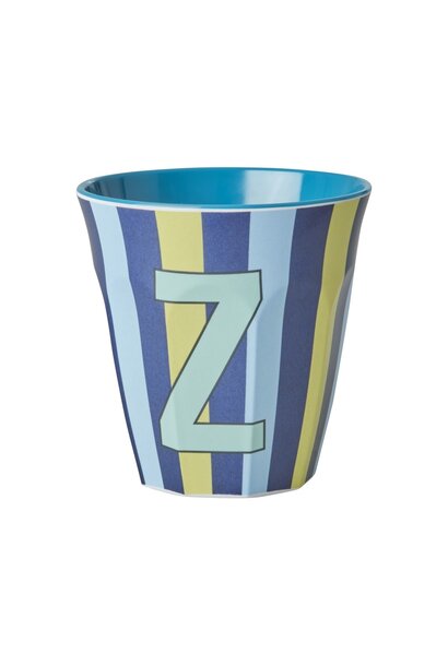 Melamine cup letter Z Stripes multicolor blue medium