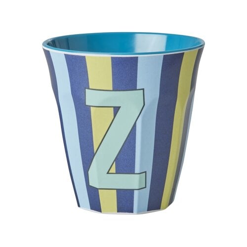 Rice Melamine cup letter Z Stripes multicolor blue medium