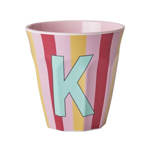 Rice Melamine beker letter K Stripes multicolor pink medium