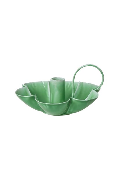Kandelaar Flower shape green metaal