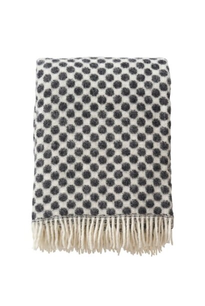 Plaid Wol recycled Gotland Dots black / white