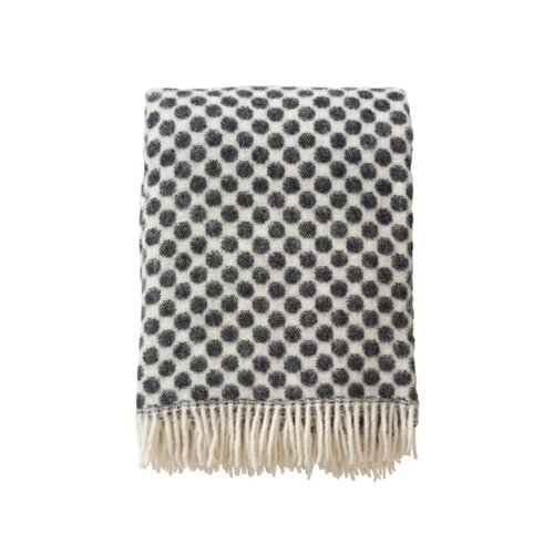 Klippan Plaid Wol recycled Gotland Dots black / white