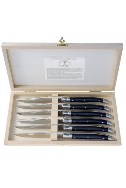 Steak messen Premium zwart set/6 in kistje
