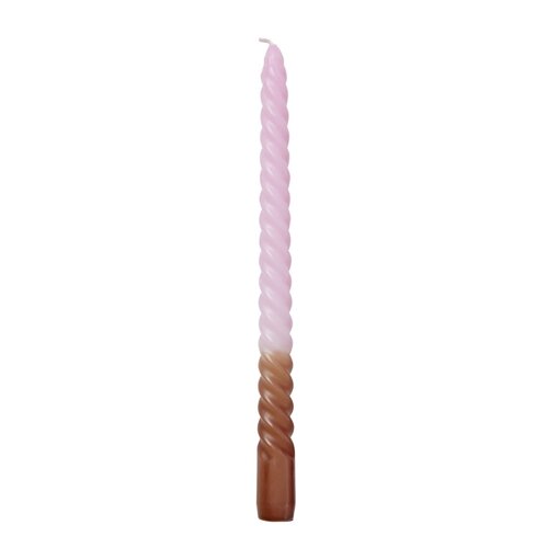 Rice Kaars Twisted lang 25cm soft pink brown