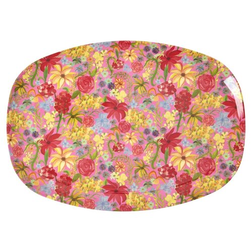 Rice Melamine oval plate Swedish Flower