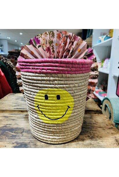 Raffia mand rond medium Nature Smiley