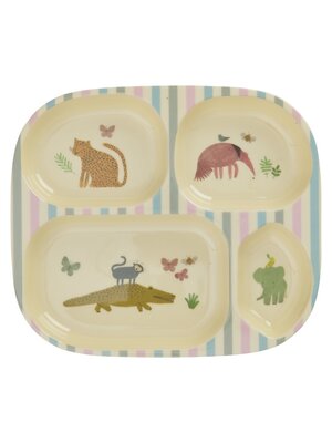 Rice Melamine Kids 4 compartment plate Sweet Jungle