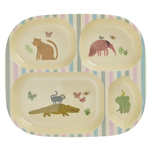 Rice Melamine Kids 4 compartment plate Sweet Jungle