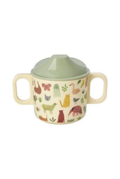 Melamine Kids Tuit beker 2 handvaten Sweet Jungle dusty blue - 250ml
