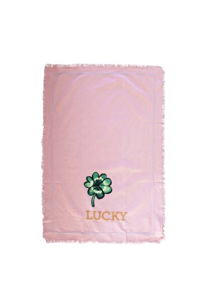 Theedoek Good Luck soft pink