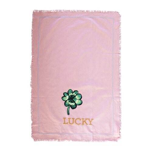 Rice Tea towel Good Luck soft pink