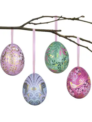 Sara Miller Easter egg tin HANG mini Sara Miller set/4 assorti