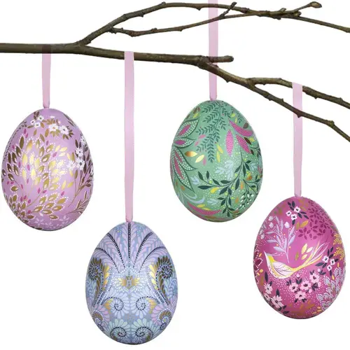 Sara Miller Easter egg tin HANG mini Sara Miller set/4 assorti