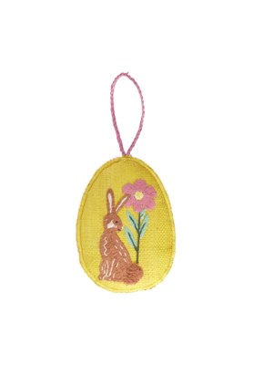 Rice Raffia Easter egg ornament large Bunny yellow