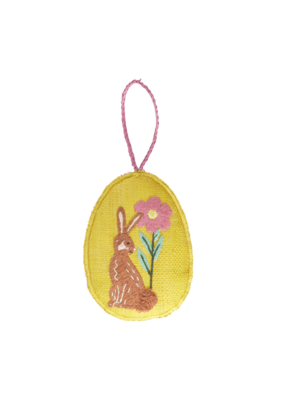 Rice Raffia Paas ei hanger large Bunny yellow