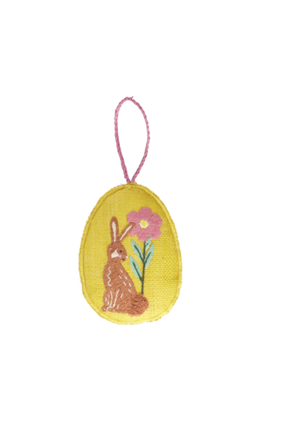 Raffia Paas ei hanger large Bunny yellow