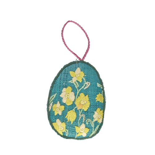 Rice Raffia Easter egg ornament large Narcis green