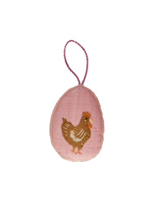 Rice Raffia Paas ei hanger large Chicken pink