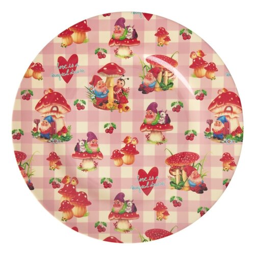 Rice Melamine dinner plate Love Therapy Gnome