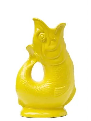 Gluckigluck Gluckigluck Guggle Fish XL jug / vase / carafe yellow sunsun 1,2ltr