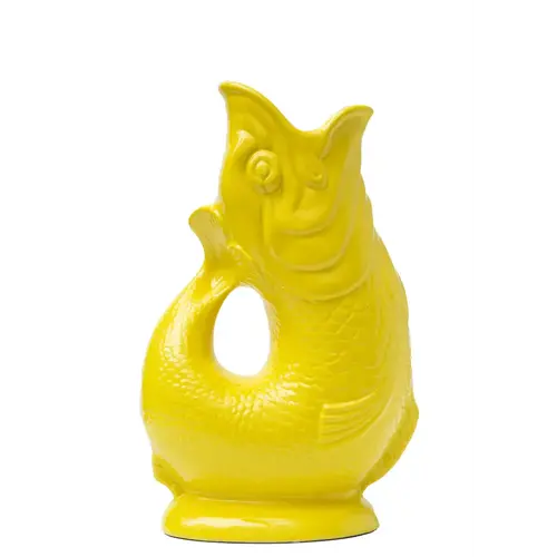 Gluckigluck Gluckigluck Guggle Fish XL jug / vase / carafe yellow sunsun 1,2ltr