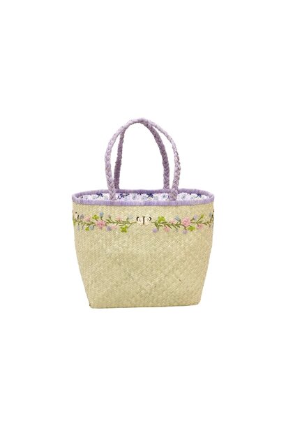 Raffia shopper Natural met Flower detail '24
