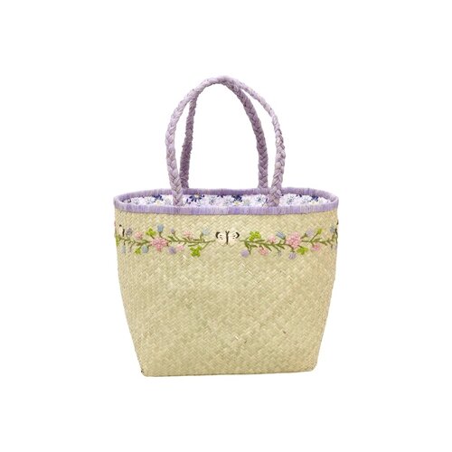 Rice Bast shopper Natural met Flower detail '24