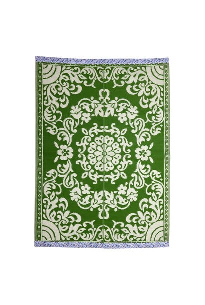 Tapijt large Green met Flower borders 150 x 210cm - gerecycled plastic