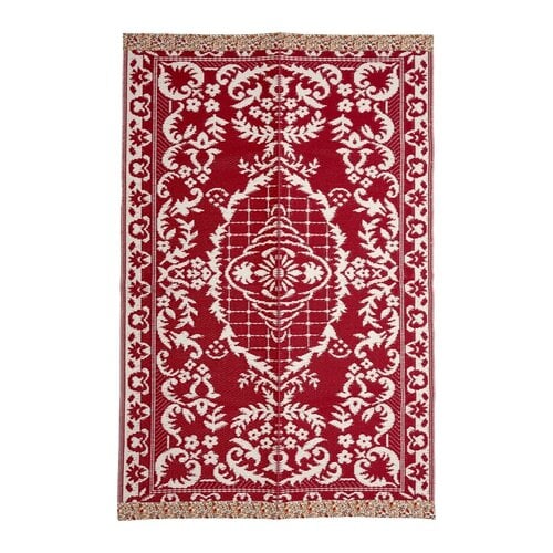 Rice Tapijt medium Red met Flower borders 120 x 180cm - gerecycled plastic