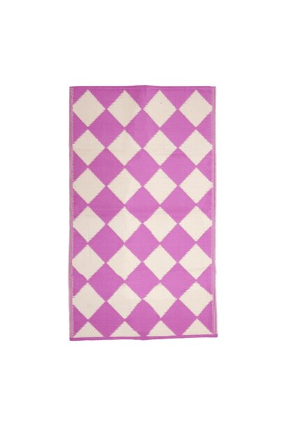 Tapijt / runner Soft Pink Harlequin Checkers 90 x 150cm - gerecycled plastic