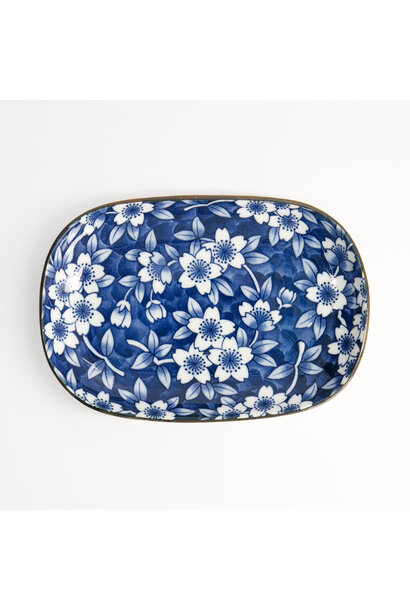 Bord rechthoekig Tokyo Blue - Sakura 18.7x13cm