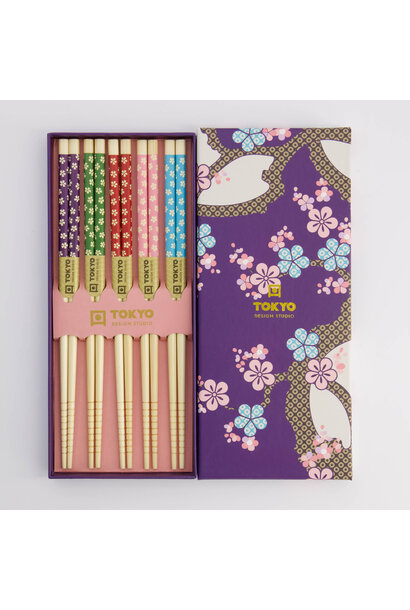 Chopstick Dark Blue Sakura giftset/5