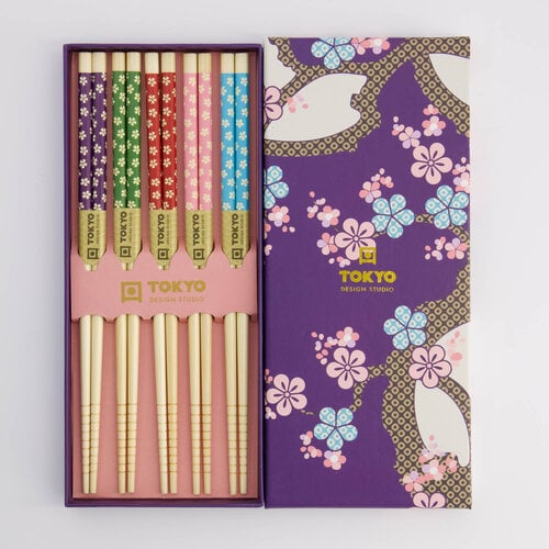 Tokyo Design Studio Chopstick Dark Blue Sakura giftset/5