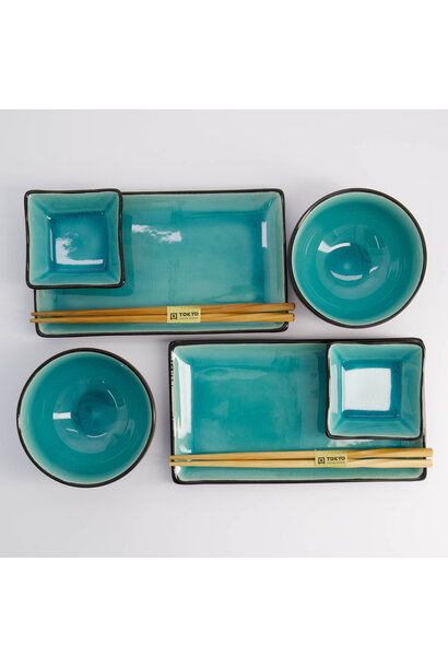 Sushi giftset Glassy Turquoise set/8