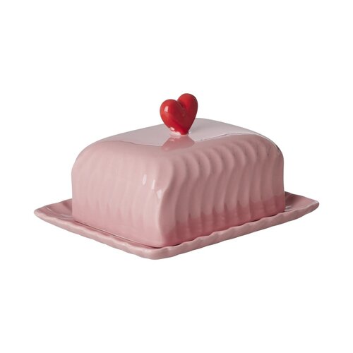 Rice Ceramic Butter dish red Heart - pink