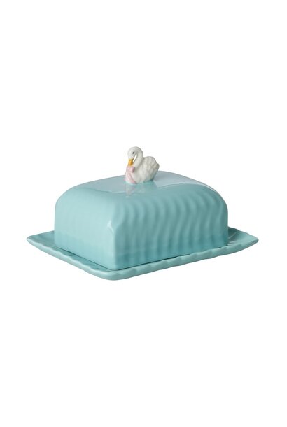 Keramik Butterdose Schwan - mint
