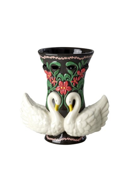 Aardewerk vaas Swans - black
