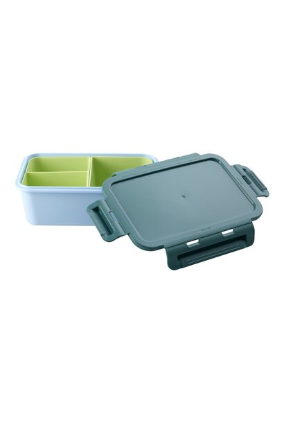 Lunchbox met 3 inserts green & soft blue