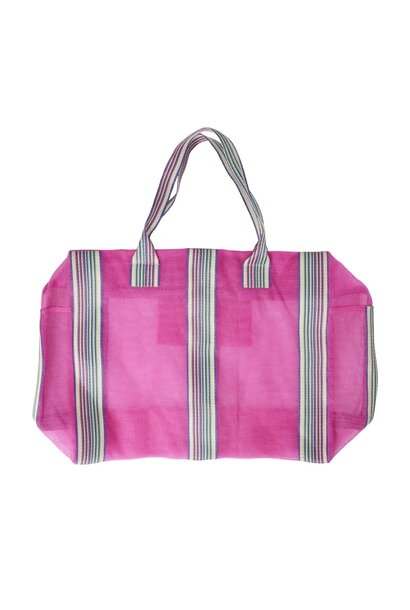 Weekend tas recycled plastic Fuchia with stripes