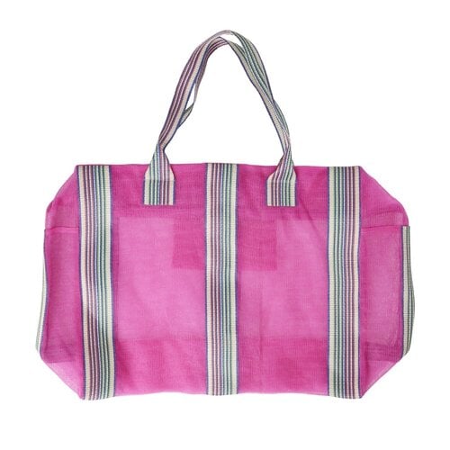 Rice Weekend tas recycled plastic Fuchia with stripes