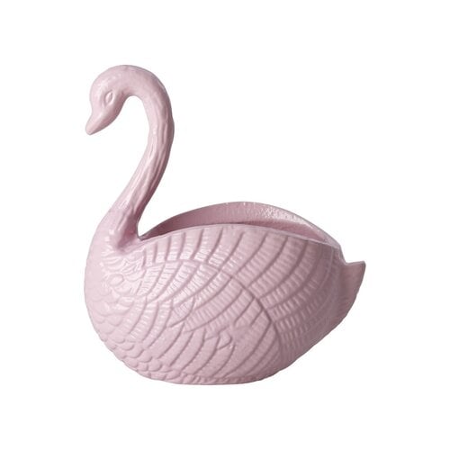 Rice Bloempot metaal Swan large pink