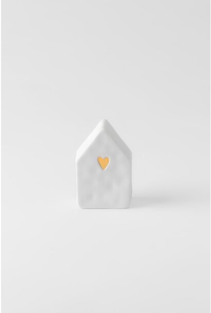 Figure house golden heart 6x4x9,5cm