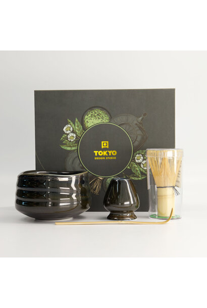 Matcha kom giftset black set/4 - 11x8cm