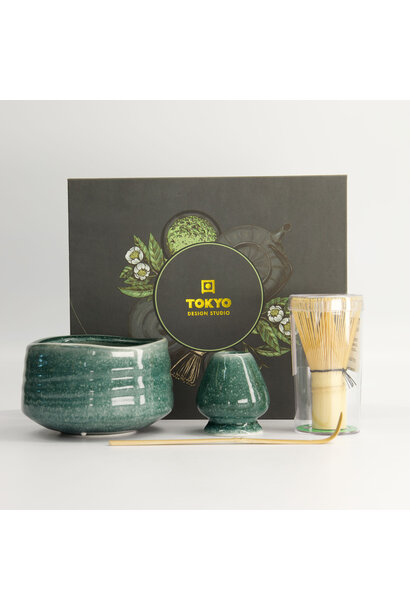 Matcha kom giftset green set/4 - 11x8cm
