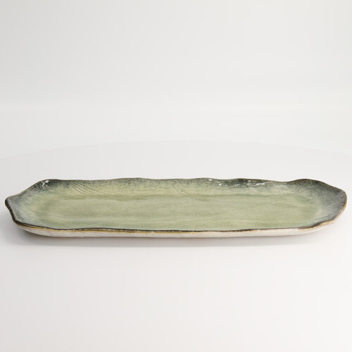 Tokyo Design Studio Serveer schaal Yamasaku Organic Glassy green - 36x16.7x2.1cm