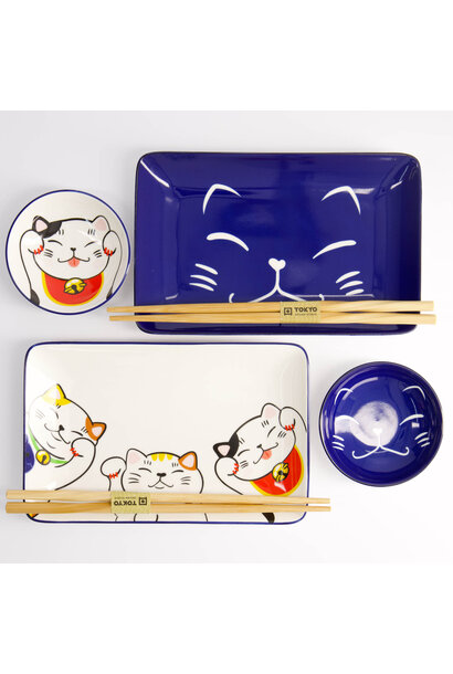 Sushi giftset Lucky cat  set/6 incl chopsticks
