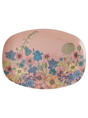 Rice Melamine ovaal bord Flower Collage soft pink